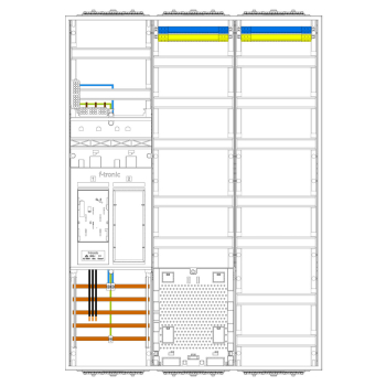 F-Tronic Zählerschrank eHZ 1 Zähler, 1 Leer, 2 Verteiler, APZ, 1100mm